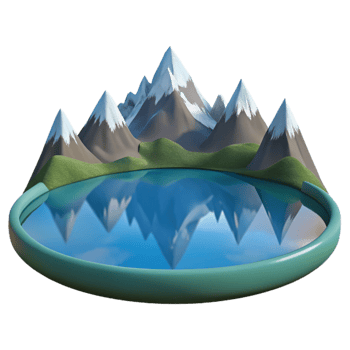beautiful modern 3D Mountain Lake Illustration original png