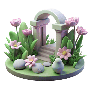 extraordinary contemporary 3D Garden Arch with Flowers Illustration premium png