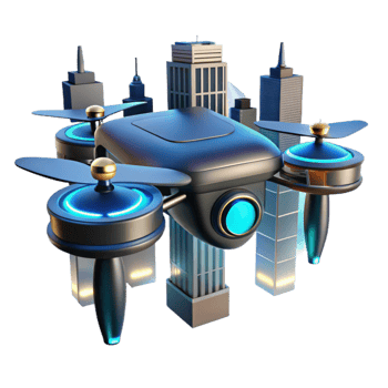 magnificent abstract Drone over Cityscape 3D Render high resolution png