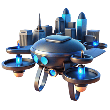 vibrant vintage Drone Cityscape 3D Render authentic png