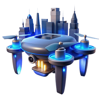 stunning minimalist Futuristic Drone Cityscape 3D Render original png
