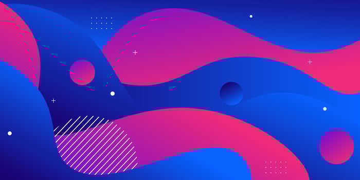 Colorful pink and blue gradient geometric business banner design. Creative banner design with wave and circle shape as template. Eps10 vector