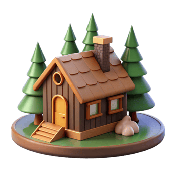 elegant creative 3D Render Cozy Cabin Illustration premium png