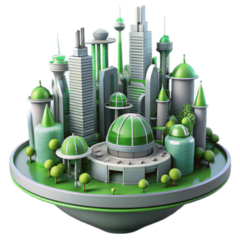 wonderful vintage Eco Friendly Cityscape 3D Illustration genuine png