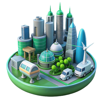 impressive vintage Eco Friendly City 3D Illustration exclusive png
