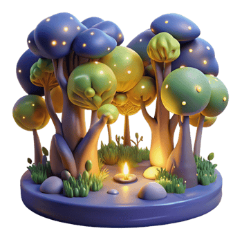 stunning vintage Enchanted 3D Forest Illustration genuine png