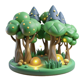 extraordinary creative Enchanted 3D Forest Illustration premium png