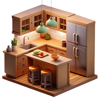 dramatic contemporary Cozy Kitchen 3D Model genuine png