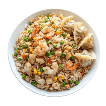 A Fried Rice with Dumplings isolate on transparent background png