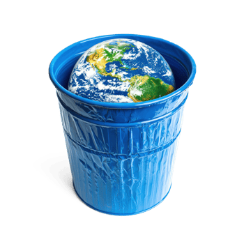 Earth in trash can isolate on transparent background png