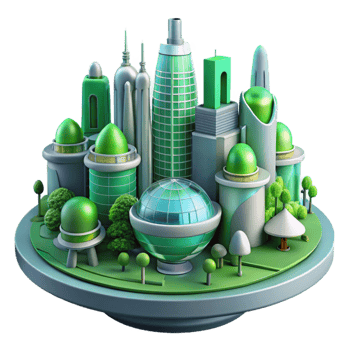 stunning creative Eco Friendly City 3D Illustration premium png