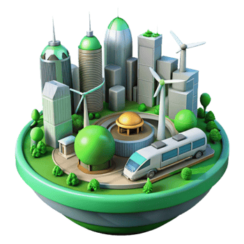 stunning creative Eco City 3D Illustration Sustainable Urban Landscape 4K png