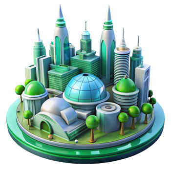 beautiful classic Eco Friendly Cityscape 3D Illustration exclusive png
