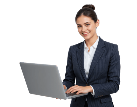 Confident Business Professional with Laptop, Isolated Image. png