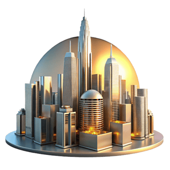 serene traditional Golden Hour Cityscape 3D Render authentic png