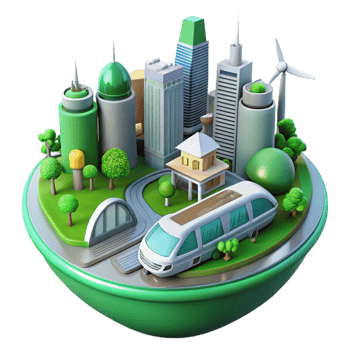 dramatic traditional Eco Friendly City 3D Illustration exclusive png