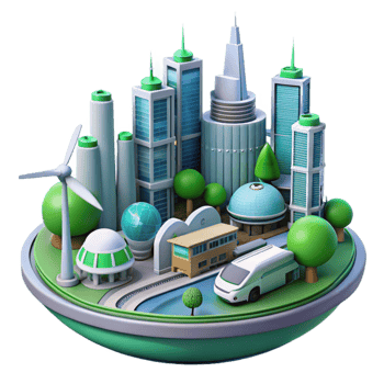 magnificent abstract Eco Friendly Cityscape 3D Illustration high quality png