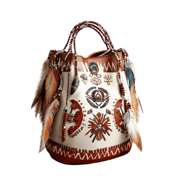white handbag with intricate tribal patterns looks unique png