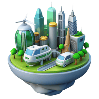 elegant classic Eco Friendly Futuristic City 3D Illustration high resolution png