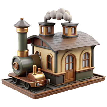 serene modern Charming 3D Render of Train Station original png