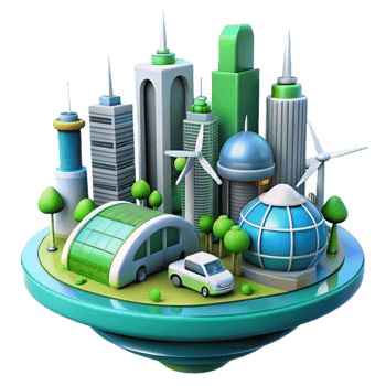 beautiful vintage Eco Friendly City 3D Illustration high resolution png