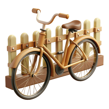 elegant rustic 3D Render of a Vintage Bicycle by a Fence genuine png