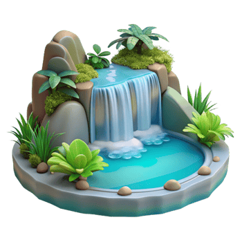 beautiful creative 3D Waterfall Illustration Tropical Paradise exclusive png