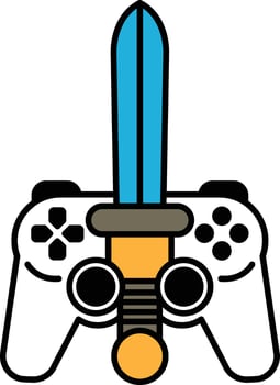 A game controller with a sword on top of it vector