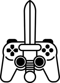 game controller with a sword on top of it vector
