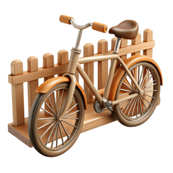 serene rustic 3D Render of Classic Bicycle by Wooden Fence premium png