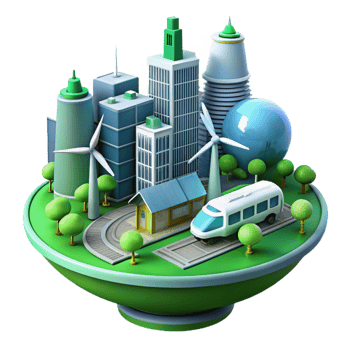 vibrant abstract Eco Friendly City 3D Illustration professional png