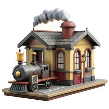 magnificent artistic Charming 3D Render Train Station Illustration genuine png