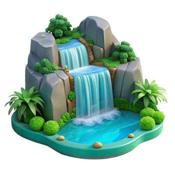 stunning abstract Serene Waterfall 3D Illustration high quality png