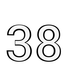 Black and white color numbers 38 png