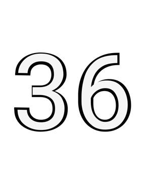 Black and white color numbers 36 png