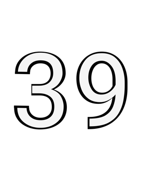 Black and white color numbers 39 png