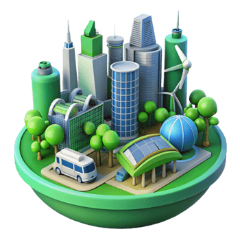 dramatic classic Eco Friendly City 3D Illustration exclusive png