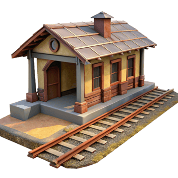 magnificent abstract Quaint Train Station 3D Model high quality png