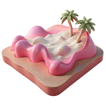 serene classic Pink Island 3D Render genuine png