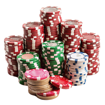 A Large Stack of Casino Poker Chips in Red Green and Blue png
