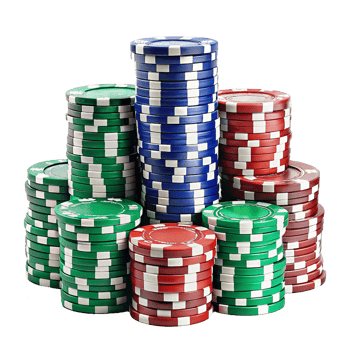 Stacks of Casino Poker Chips in Green Red and Blue Colors png