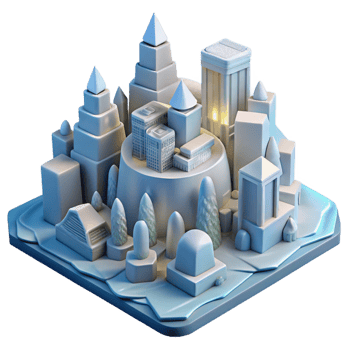 impressive modern 3D Cityscape Illustration Minimalist Urban Scene original png