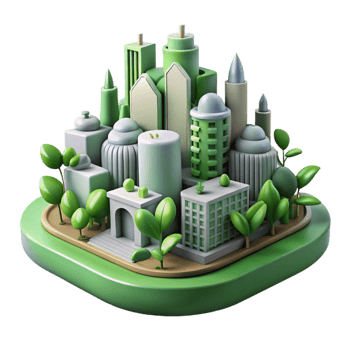 serene artistic Eco Friendly Cityscape 3D Illustration high resolution png