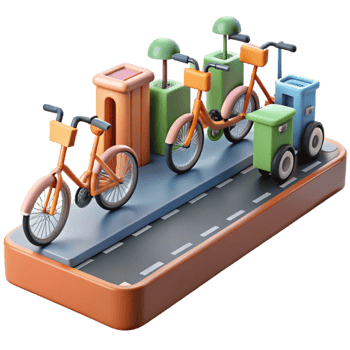 dramatic traditional 3D City Bikes Illustration genuine png
