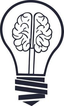 brain encased within a lightbulb vector