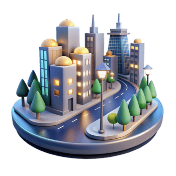 stunning abstract Night Cityscape 3D Illustration original png