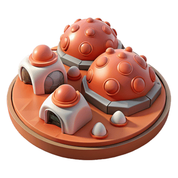 extraordinary vintage 3D Render Orange Dome Village Illustration genuine png