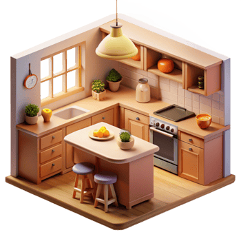 impressive minimalist Cozy Kitchen 3D Model genuine png