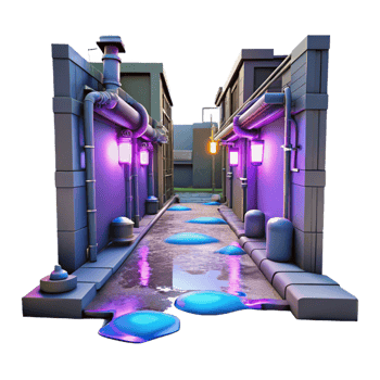 extraordinary rustic Neon Alleyway 3D Render exclusive png