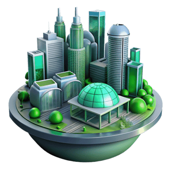 impressive modern Eco City 3D Illustration Sustainable Urban Landscape high resolution png